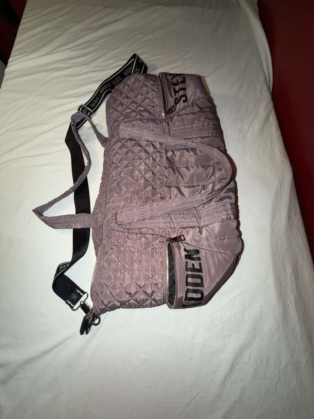 Steve Madden Quilted Duffle Bag Lavender